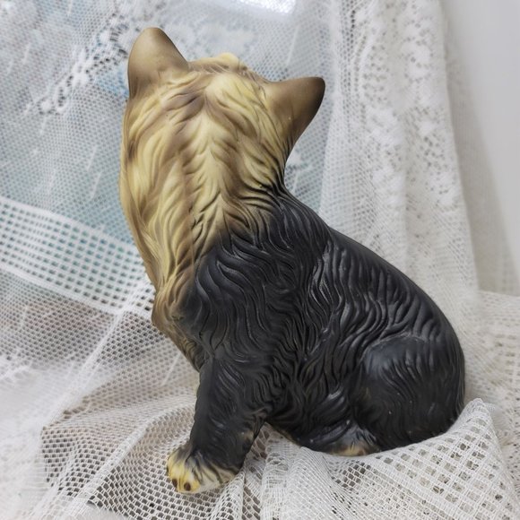 Vintage Yorkshire Terrier Porcelain Figurine Dog Figurine Yorkie 7" Tall - Picture 6 of 9